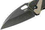 CRKT CR-2440 HERON™ BLACK TAN zsebkés 7,4 cm, Black Stonewash, G10, szénszálas