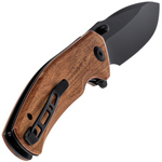 S20066-4 Sencut Slashkin Guibourtia Wood Handle Black D2 Blade Liner Lock