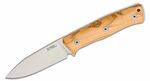 B35 UL LionSteel Fixed Blade SLEIPNER satin Olive wood handle, leather sheath