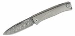 TL D GY LionSteel Folding nůž Damascus Scrambled blade, GREY Titanium handle and clip