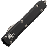 Microtech 123-12 Ultratech Black Full fogazott automata kés 8,8 cm, Stonewash, fekete, alumínium