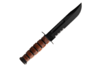 KA-BAR1218 USMC Serrated Edge taktický nůž 17,9cm, černá, zoubkovaná hrana, kůže, kožené pouzdro