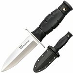 Cold Steel 39LSAC Mini Leatherneck DoubleEdge menší nůž na krk 9cm, černá, Kraton, pouzdro Secure Ex
