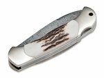 Böker 111910DAM Junior Scout Spearpoint Stag kapesní nůž 7 cm, damašek, paroh