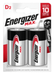 Energizer MAX veľký monočlánok D/E95 alkalické batérie 2ks E301533400