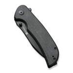 S23077-3 Sencut Borzám Black Canvas Micarta Handle Black 9Cr18MoV Blade Liner Lock