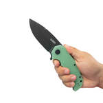 Kubey KU319C Bravo One Drop Point vreckový outdoorový nôž 8,6 cm, Blackwash, nefritová Jade, G10