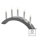 DCAZ02 Emos Lighting Svícen na 5x žárovku E10 dřevěný šedý, oblouk, 20x38 cm, vnitřní, teplá bílá