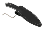 MKM MK PT2-GBK POCKET TANGO 2 EDC kés 7,4 cm, kőmosott színű, fekete, G10, bőr tok