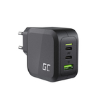 CHARGC08 Green Cell GC PowerGaN 65W Charger (2x USB-C Power Delivery, 1x USB-A compatible s Quick