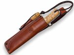 JOKER CL122-P EMBER vonkajší nôž 10,,5 cm, drevo kučeravej brezy, kožené puzdro a kresadlo
