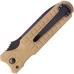 FOX knives FX-448 T PREDATOR II - 2F automatický nůž 9,5 cm, černá, hnědá Coyote, FRN