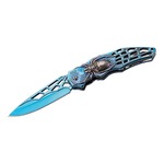 Herbertz 586412 jednoručný vreckový nôž 9cm, nerezová oceľ, modrá, 3D pavúk