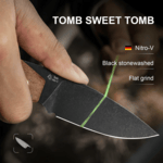 Kizer V3692A4 Tomb Mkuruti zsebkés 8.2 cm, fekete kőmosás, Mkuruti fa