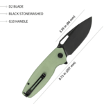 Kubey KU322E Tityus Tan zsebkés 8,6 cm, Sötét Stonewash, Green Jade, G10, Csat