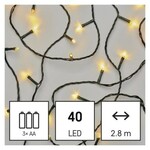 D4FW01 Emos Lighting LED karácsonyi lánc, 2,8 m, 3x AA, kültéri és beltéri, meleg fehér, időzítő