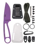 ESEE CAN-PURP-KIT-E Purple Candiru malý nôž na krk 5 cm, fialová, biele puzdro, súprava na prežitie