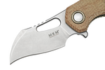 MKM MK FX03M-1NC ISONZO Hawkbill zsebkés 4,9 cm, kőmosott, natúr barna, Micarta