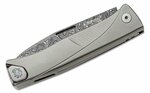 TL D GY LionSteel Folding knife Damascus Scrambled blade, GREY Titanium handle and clip