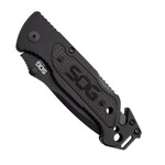 SOG-FF25-CP ESCAPE - BLACK záchranrásky vreckový nôž 8,6 cm, celočierna, hliník 