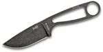 ESEE IZULA-B-BO nůž na krk 7,3 cm, uhlíková ocel, Stonewash, černé plastové pouzdro, připnutí