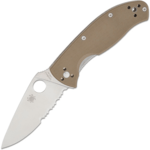 Spyderco C122GBNM4PS Tenacious Brown Combo Edge zsebkés 8,5 cm, szatén, barna, G10