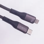 Maxlife MXUC-11 mágneses kábel USB-C - Lightning 1,0 m 27W, nylon, fekete (OEM0101403)