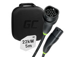 EVKABGC01 Green Cell Snap Type 2 EV Charging Cable 22 kW 5 m for Tesla Model 3 S X Y, VW ID.3, ID.4,