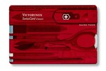 Victorinox 0.7100.TB1 SwissCard Ruby kapesní nůž, červená transparentní, 10 funkcí, blistr