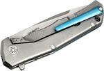 TRE BL LionSteel Folding knife M390 blade, Titanium handle BLUE Acc. IKBS wood KIT box
