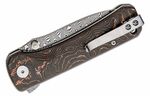 QSP Knife QS131-S Hawk Laminated kapesní nůž 8,2 cm, damašek, měď, uhlíkové vlákno