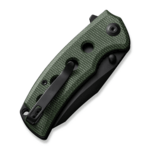 S23068-3 Sencut Excalis zöld vászon Micarta fogantyú fekete 9Cr18MoV pengebetét zár