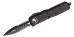 Microtech 232-2T UTX -85 Fekete Tactical Részleges fogazott automata kés 7,6 cm, teljesen fekete, al