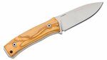 M4 UL LionSteel Fixed Blade M390 satin Olive wood handle, kožený sheath