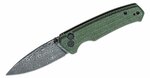 C20076-DS1 CIVIVI Altus Green Micarta Handle Black Hand Rubbed Damascus Blade Button L