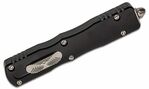 Microtech 227-12 Dirac Delta fogazott Standard automata kés 9,6 cm, Stonewash, fekete, alumínium