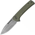 CIVIVI C21006-DS1 Conspirator vreckový nôž 8,8 cm, damašek, tmavozelená, Micarta