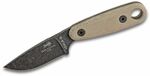 ESEE IZULA-II-B-BO pevný nůž 7,3 cm, černá, hnědá, Micarta, černé plastové pouzdro, připnutí