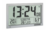 60.4517.54 TFA Rádiem řízené digitální XL hodiny s teploměrem a vlhkoměrem, stříbrné