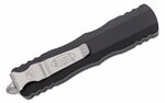 Microtech 225-12 Dirac Serrated Standard automatický nůž 7,4 cm, Stonewash, černá, hliník