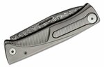 TL D GY LionSteel Folding knife Damascus Scrambled blade, GREY Titanium handle and clip
