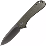 CIVIVI C907Z Elementum Dark Green zsebkés 7,5 cm, Black Stonewash, sötétzöld, Micarta