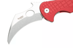 LionSteel LE1 A RS L.E.One Red vreckový nôž - karambit 8,2 cm, Stonewash, červená, hliník