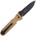 FOX knives FX-448 T PREDATOR II - 2F automatický nůž 9,5 cm, černá, hnědá Coyote, FRN