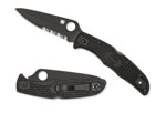 Spyderco C10PSBBK Endura 4 Black Blade Part Serrated vreckový nôž 9,6 cm, celočierna, FRN