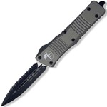 Microtech 142-3TG Combat Troodon Gray/Black Serrated automatický nôž 9,6 cm, čierna, šedá, hliník