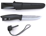 Morakniv 13567 Companion Spark Black kültéri kés 10,4 cm, fekete, TPE, hüvely, kovakővel