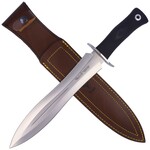 BW-24G Muela 124 mm double edge blade with bloodgroove on the middle, with black rubber handle and s
