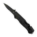 SOG-FF25-CP ESCAPE - BLACK záchranrásky vreckový nôž 8,6 cm, celočierna, hliník 