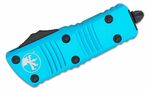 Microtech 238-3TQ MINI TROODON Black Serrated Turquoise automatický nôž 5 cm, čierna, tyrkys, hliník